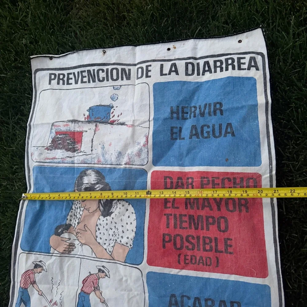 B- Vintage Spanish Public Health Poster Textile Banner Prevencion de la Diarrea